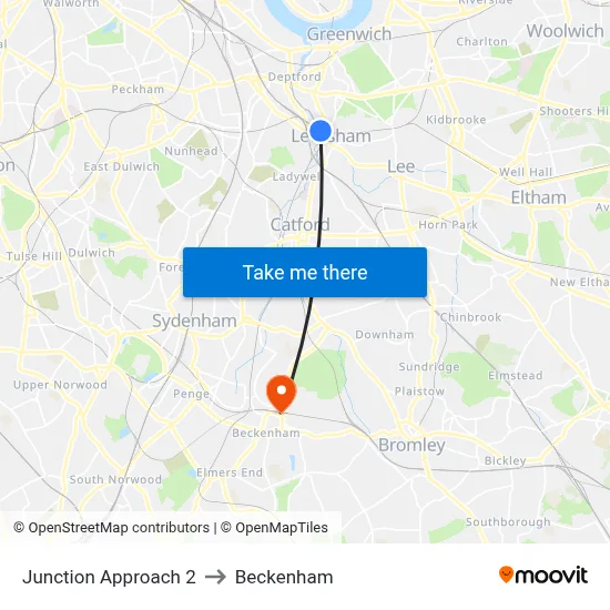 Junction Approach 2 to Beckenham map