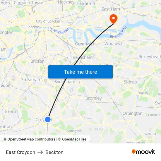 East Croydon to Beckton map