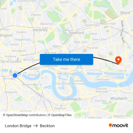 London Bridge to Beckton map