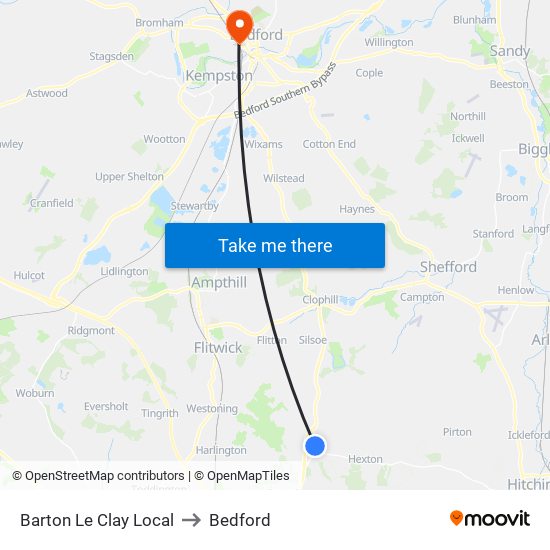 Barton Le Clay Local to Bedford map