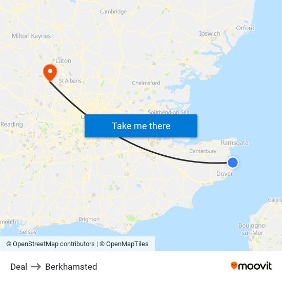 Deal to Berkhamsted map