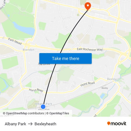 Albany Park to Bexleyheath map