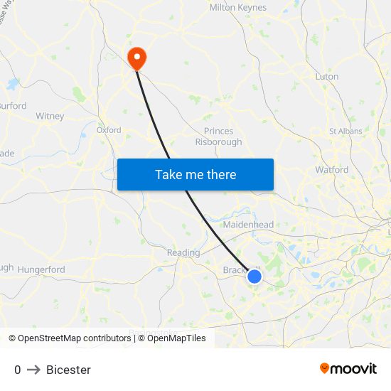 0 to Bicester map