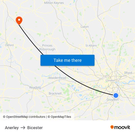 Anerley to Bicester map