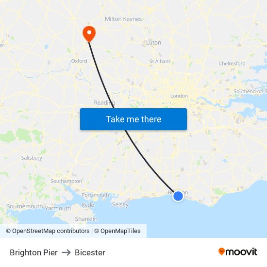 Brighton Pier to Bicester map