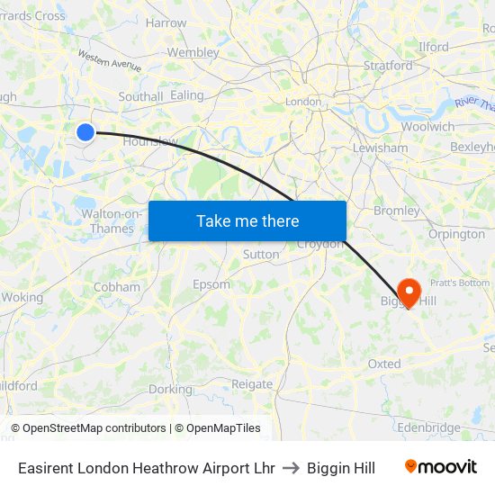 Easirent London Heathrow Airport Lhr to Biggin Hill map