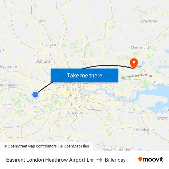 Easirent London Heathrow Airport Lhr to Billericay map