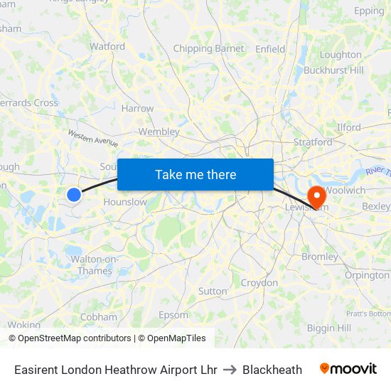 Easirent London Heathrow Airport Lhr to Blackheath map