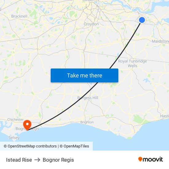 Istead Rise to Bognor Regis map