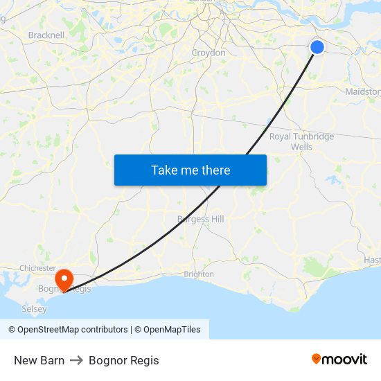 New Barn to Bognor Regis map