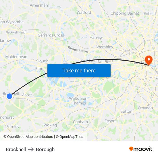 Bracknell to Borough map