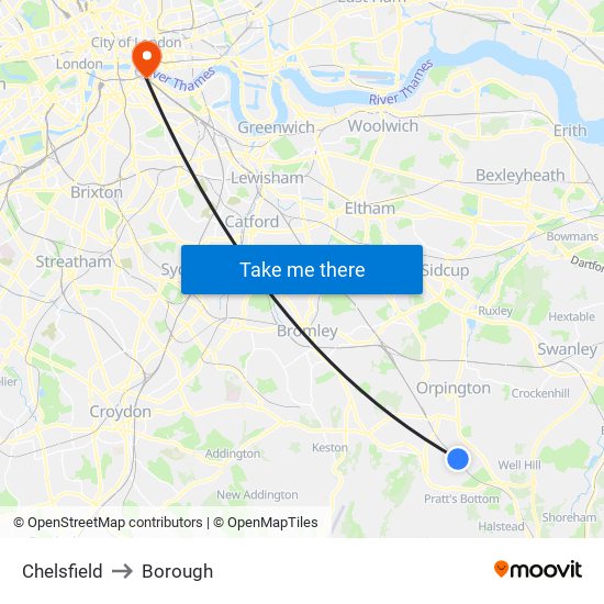 Chelsfield to Borough map