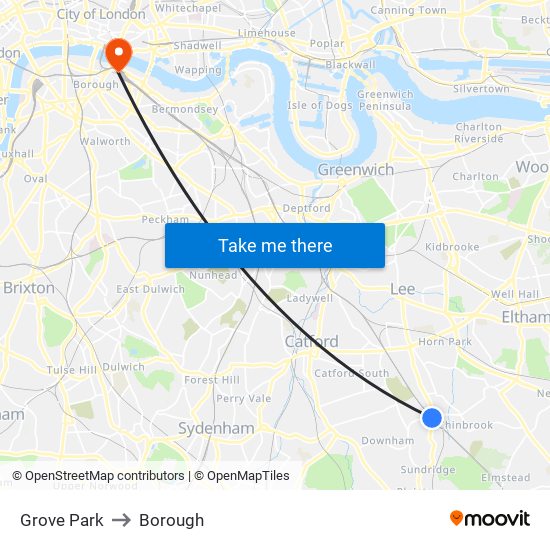 Grove Park to Borough map