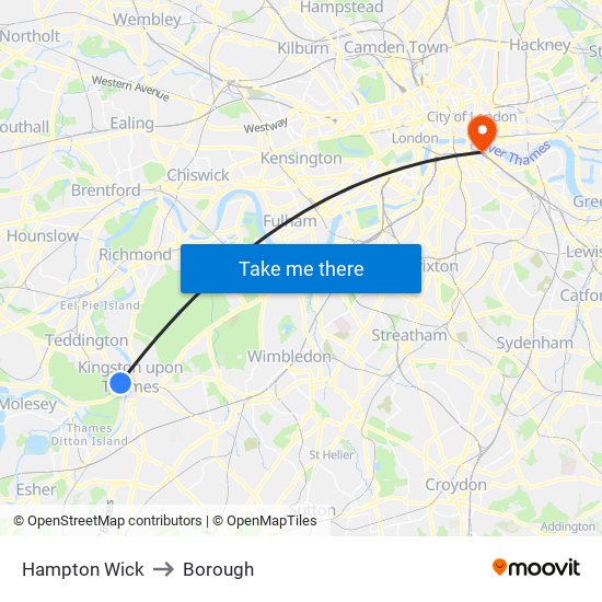 Hampton Wick to Borough map