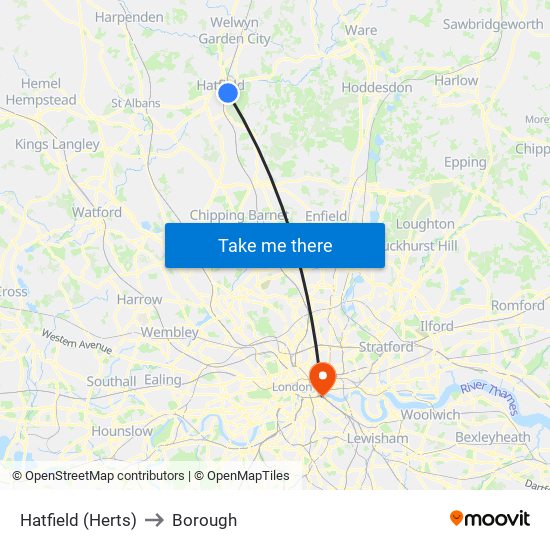 Hatfield (Herts) to Borough map