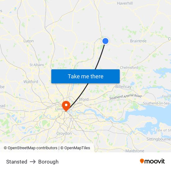 Stansted to Borough map