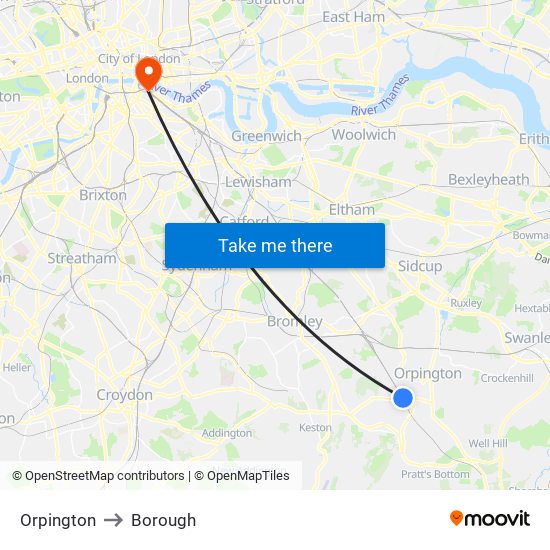 Orpington to Borough map