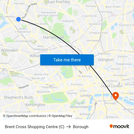Brent Cross Shopping Centre (C) to Borough map