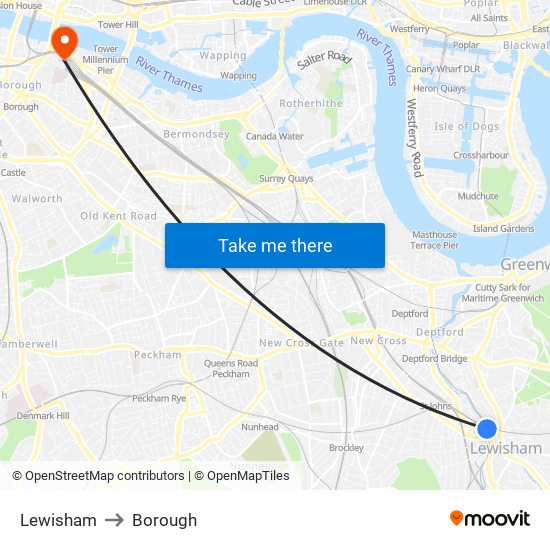 Lewisham to Borough map