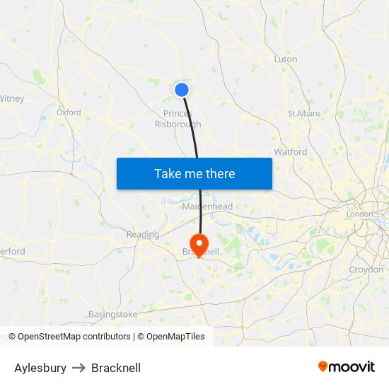 Aylesbury to Bracknell map