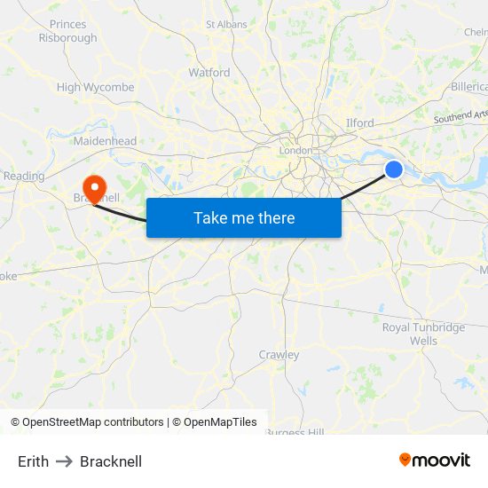 Erith to Bracknell map