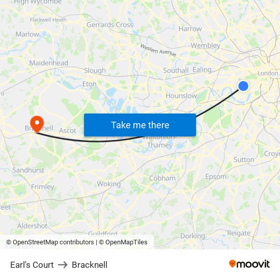 Earl's Court to Bracknell map