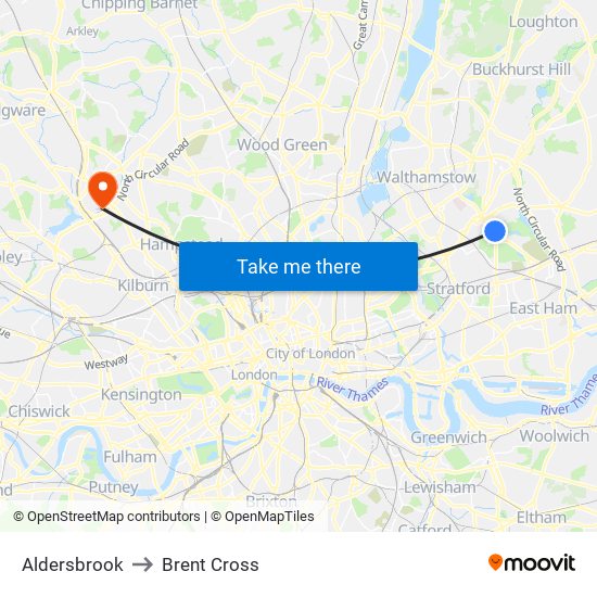 Aldersbrook to Aldersbrook map