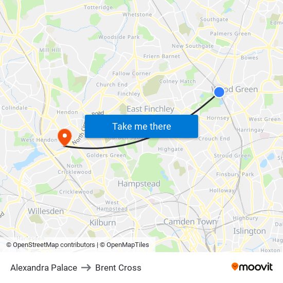Alexandra Palace to Alexandra Palace map