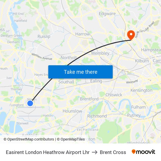 Easirent London Heathrow Airport Lhr to Brent Cross map