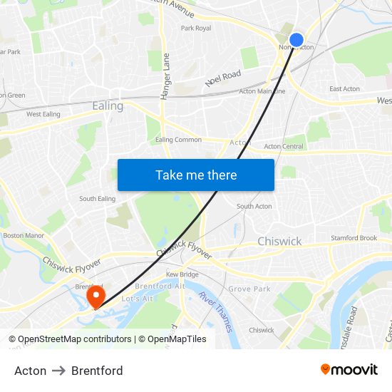 Acton to Brentford map