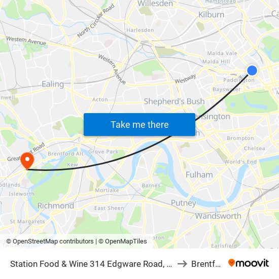 Station Food & Wine 314 Edgware Road, Paddington, London, W2   1dy to Brentford End map