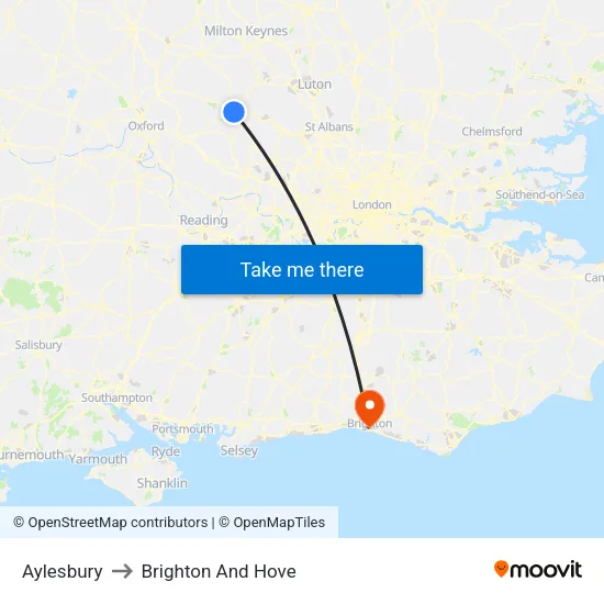 Aylesbury to Brighton And Hove map