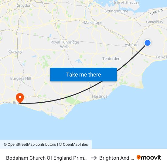 Bodsham Church Of England Primary School to Brighton And Hove map