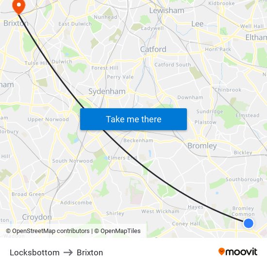 Locksbottom to Brixton map