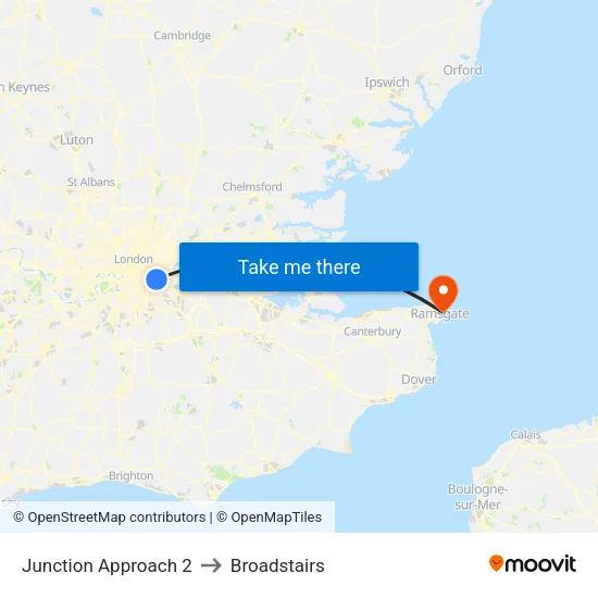 Junction Approach 2 to Broadstairs map