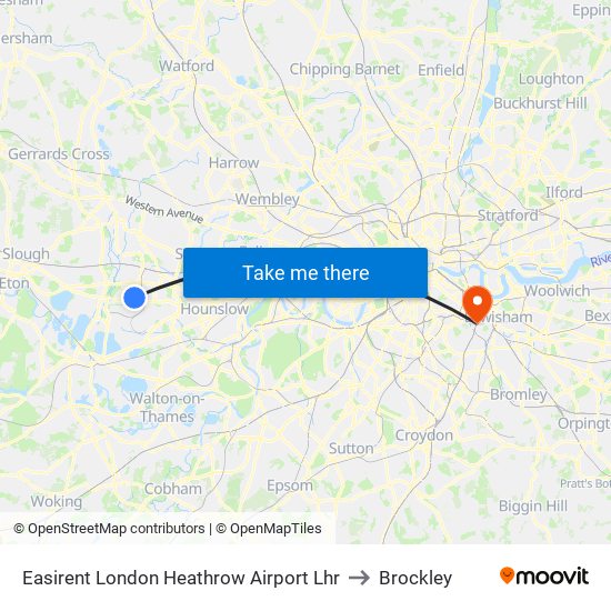 Easirent London Heathrow Airport Lhr to Brockley map