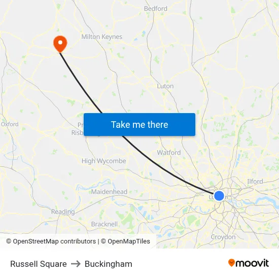 Russell Square to Buckingham map