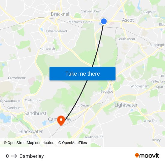 0 to Camberley map