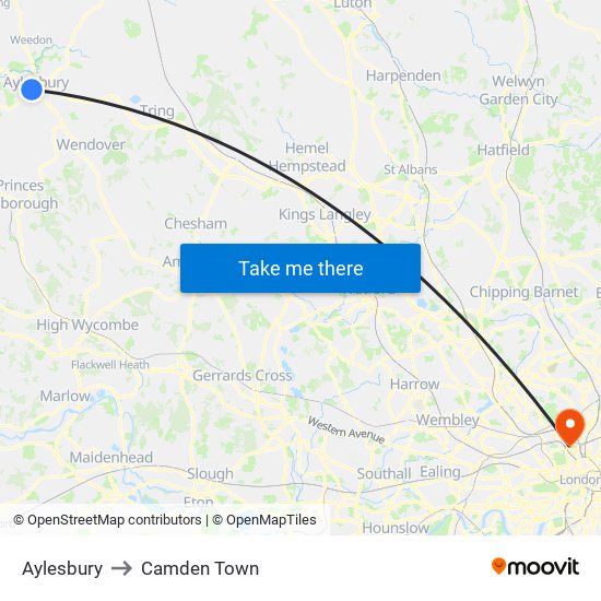 Aylesbury to Camden Town map
