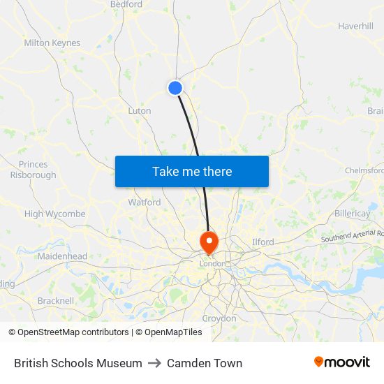 British Schools Museum to Camden Town map