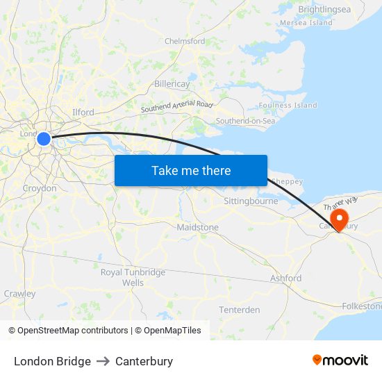 London Bridge to Canterbury map
