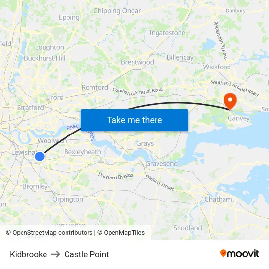 Kidbrooke to Castle Point map
