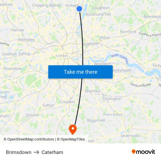 Brimsdown to Caterham map