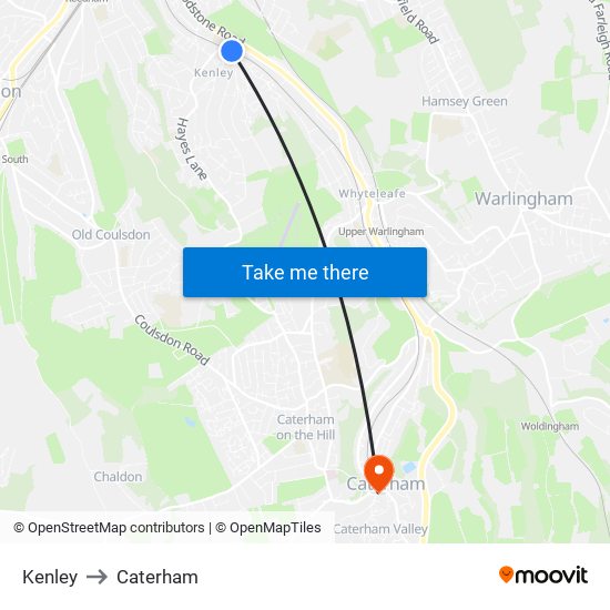 Kenley to Caterham map