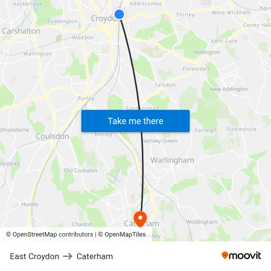 East Croydon to Caterham map