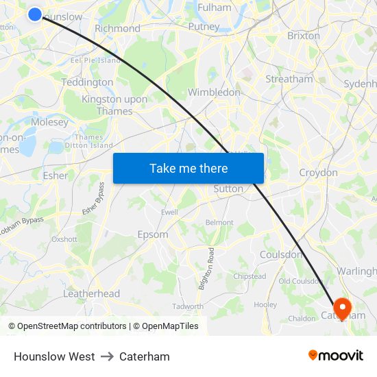 Hounslow West to Caterham map