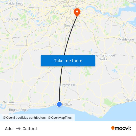 Adur to Catford map