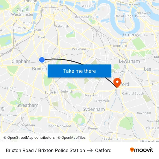 Brixton Road / Brixton Police Station to Catford map