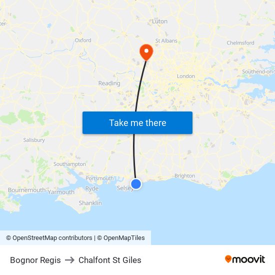 Bognor Regis to Chalfont St Giles map