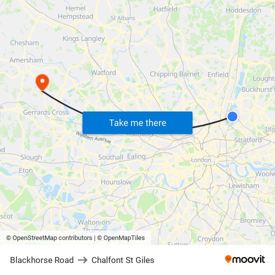 Blackhorse Road to Chalfont St Giles map